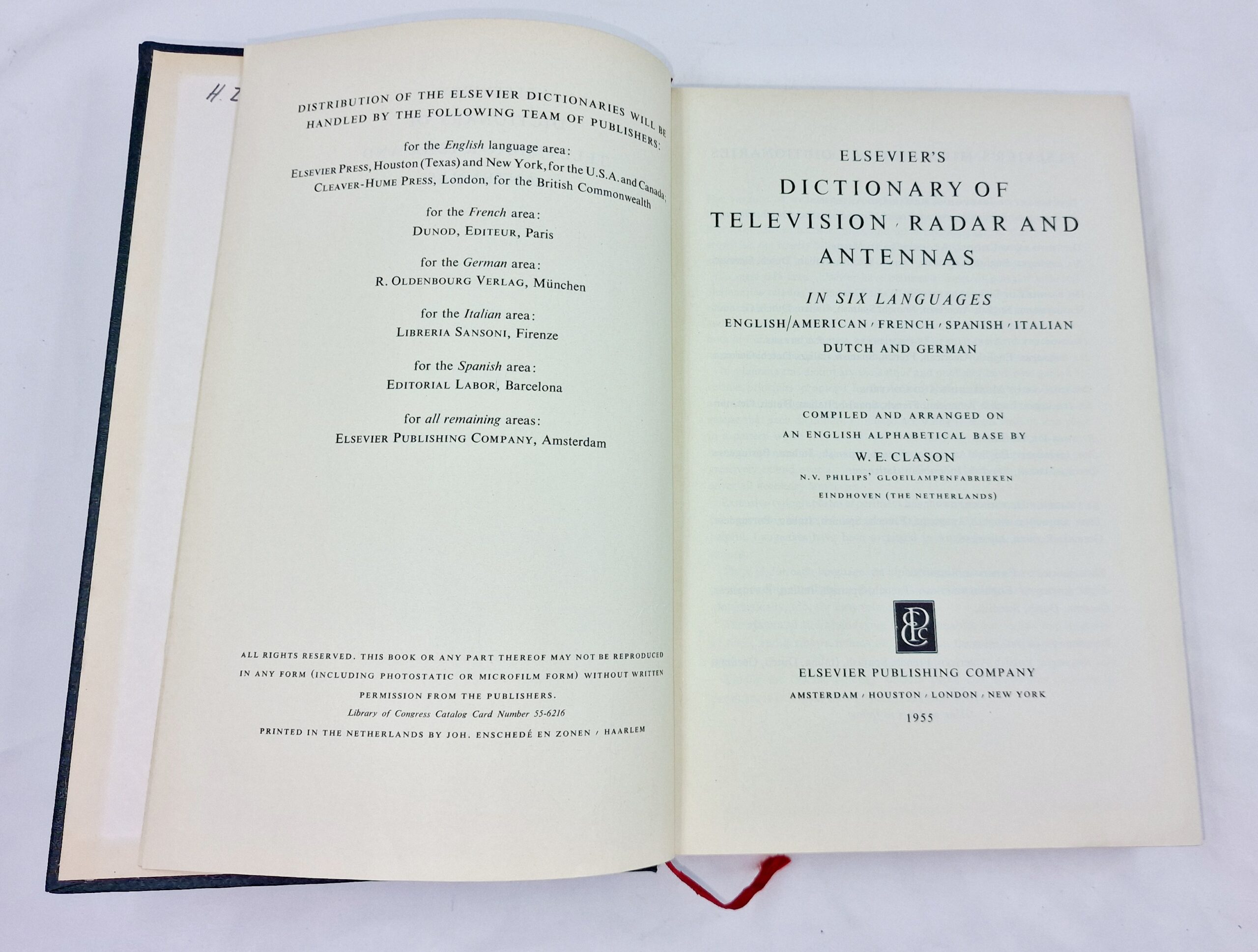 ELSEVIER'S DICTIONARY OF TELEVISION RADAR AND ANTENNAS 1955 9