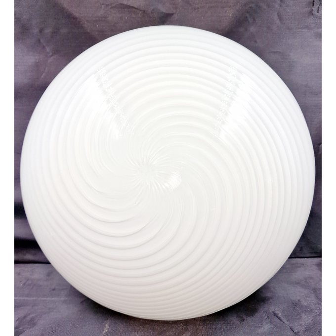 Plafonnier Vintage 1970 En Verre Murano Blanc 32 cm 6