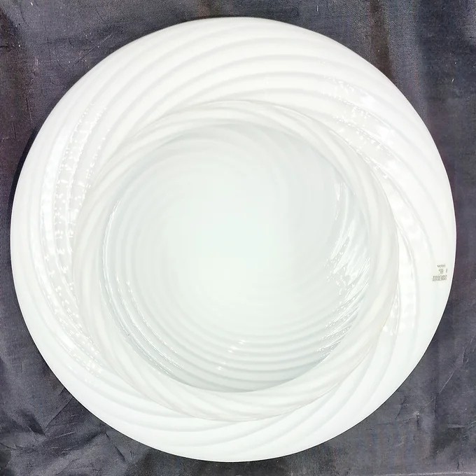 Plafonnier Vintage 1970 En Verre Murano Blanc 32 cm 7